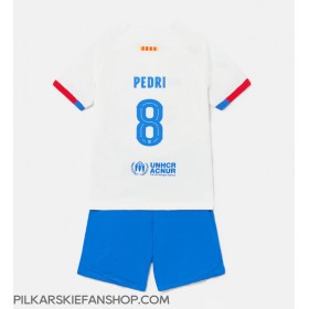 Koszulka piłkarska Barcelona Pedri Gonzalez #8 Strój wyjazdowy dla dzieci 2023-24 tanio Krótki Rękaw (+ Krótkie spodenki)